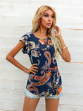 Round Neck Butterfly Sleeve Top - Trendsi - Flyclothing LLC
