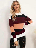 Striped Round Neck Dropped Shoulder Sweater - Trendsi - Flyclothing LLC
