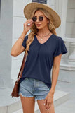 V-Neck Flutter Sleeve T-Shirt - Trendsi - Flyclothing LLC