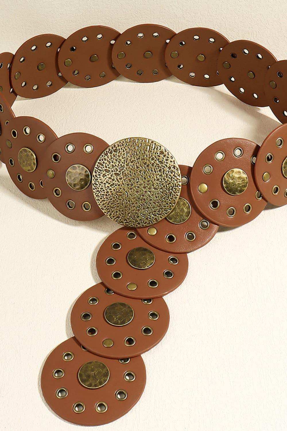 Round Shape PU Leather Belt - Trendsi - Flyclothing LLC