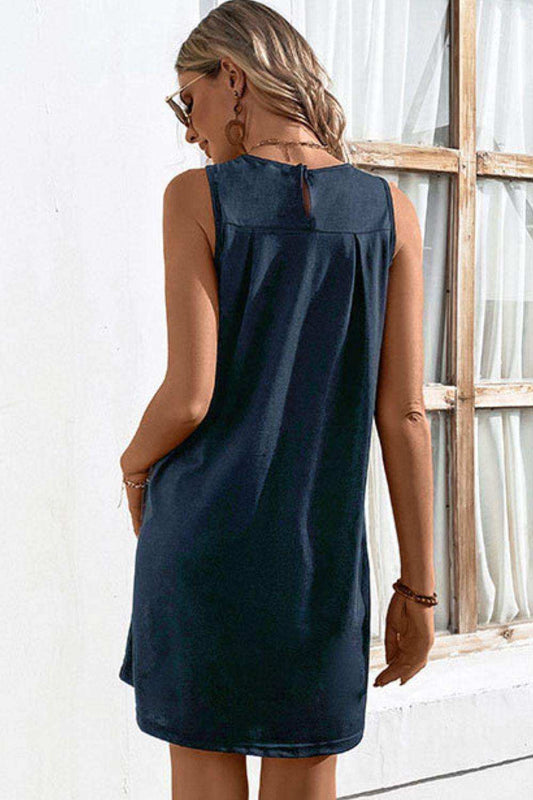 Round Neck Sleeveless Mini Dress - Trendsi - Flyclothing LLC