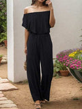 Off-Shoulder Wide Leg Jumpsuit - Trendsi - Flyclothing LLC
