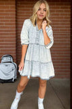 V-Neck Half Sleeve Mini Denim Dress - Trendsi - Flyclothing LLC