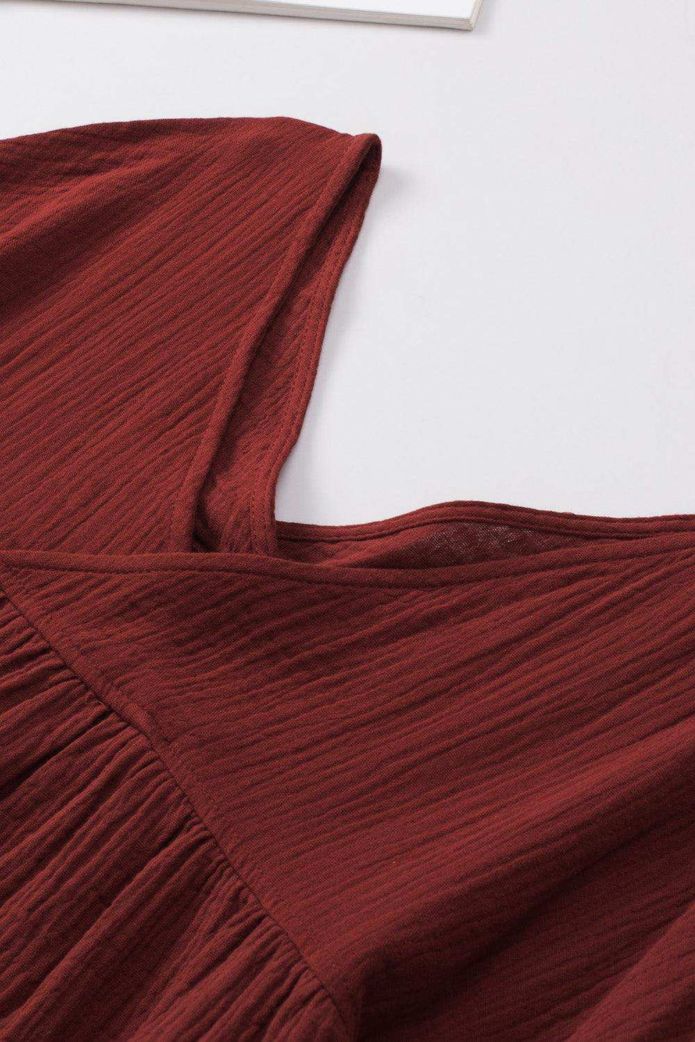 Dropped Shoulder V-Neck Blouse - Trendsi - Flyclothing LLC