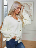 Button Up V-Neck Long Sleeve Cardigan - Trendsi - Flyclothing LLC