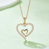 Moissanite 925 Sterling Silver Heart Pendant Necklace - Trendsi - Flyclothing LLC