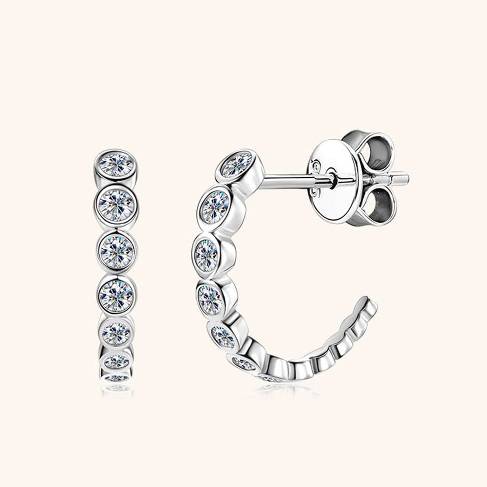 Inlaid Moissanite 925 Sterling Silver C-Hoop Earrings - Trendsi - Flyclothing LLC