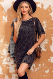 Leopard Round Neck Dropped Shoulder Dress with Pockets - Trendsi - Flyclothing LLC