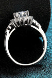 1 Carat Moissanite Rhodium-Plated Halo Ring - Trendsi - Flyclothing LLC