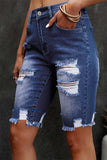 Distressed Frayed Hem Denim Bermuda Shorts - Trendsi - Flyclothing LLC
