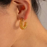 18K Gold-Plated Stainless Steel C-Hoop Earrings - Trendsi - Flyclothing LLC