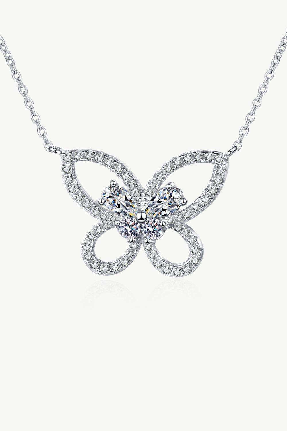 Moissanite Butterfly Pendant Necklace - Trendsi - Flyclothing LLC