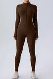 Half Zip Mock Neck Active Jumpsuit - Trendsi - Flyclothing LLC