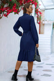 Long Sleeve Tie Waist Shirt Dress - Trendsi - Flyclothing LLC