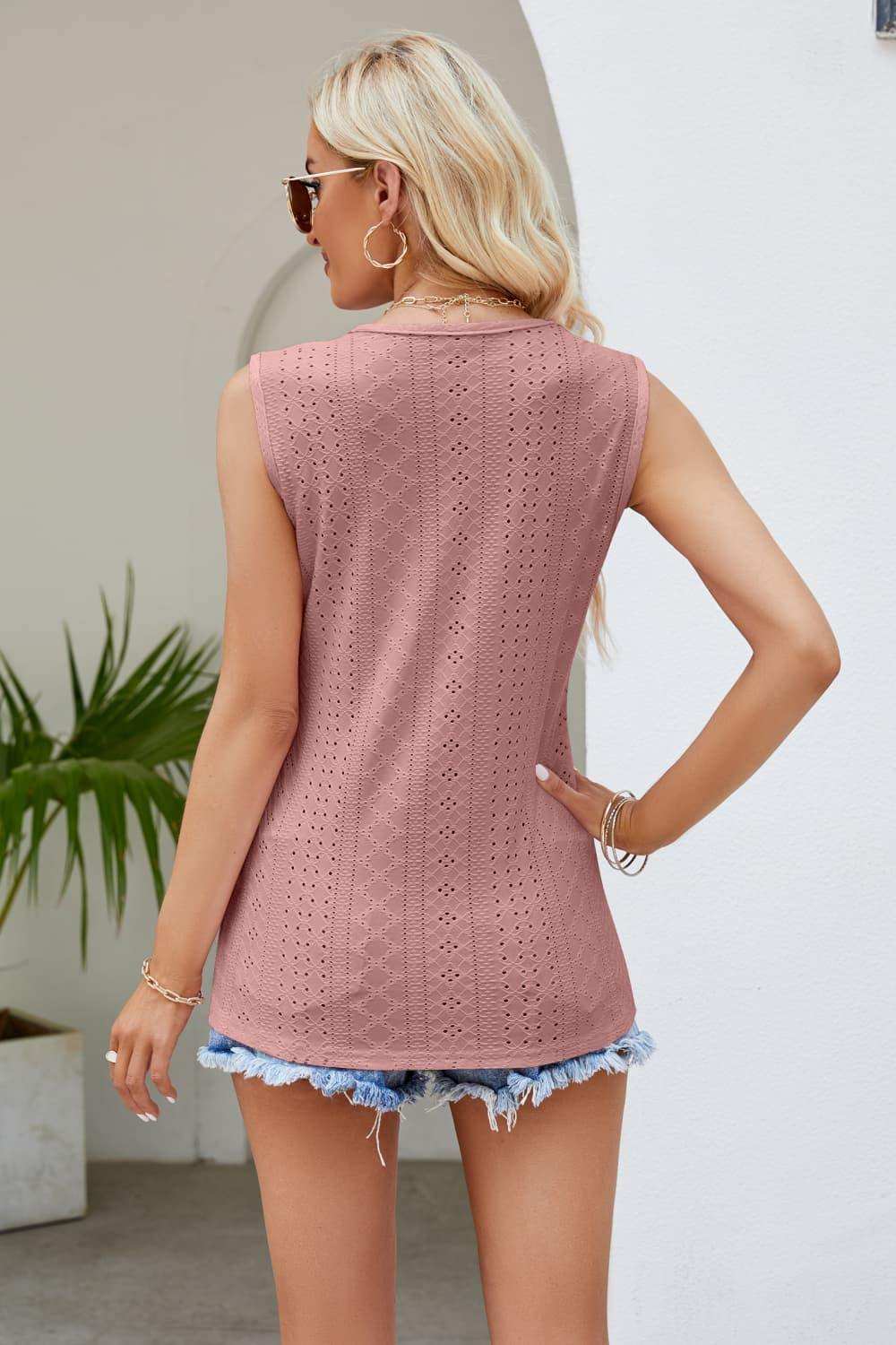 Spliced Lace V-Neck Tank - Trendsi - Flyclothing LLC