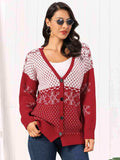 Snowflake Button Down Cardigan - Trendsi - Flyclothing LLC