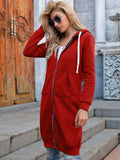 Full Size Zip-Up Longline Hoodie with Pockets - Trendsi - Flyclothing LLC