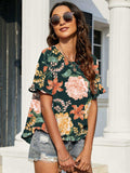 Floral Ruffled Flounce Sleeve Blouse - Trendsi - Flyclothing LLC