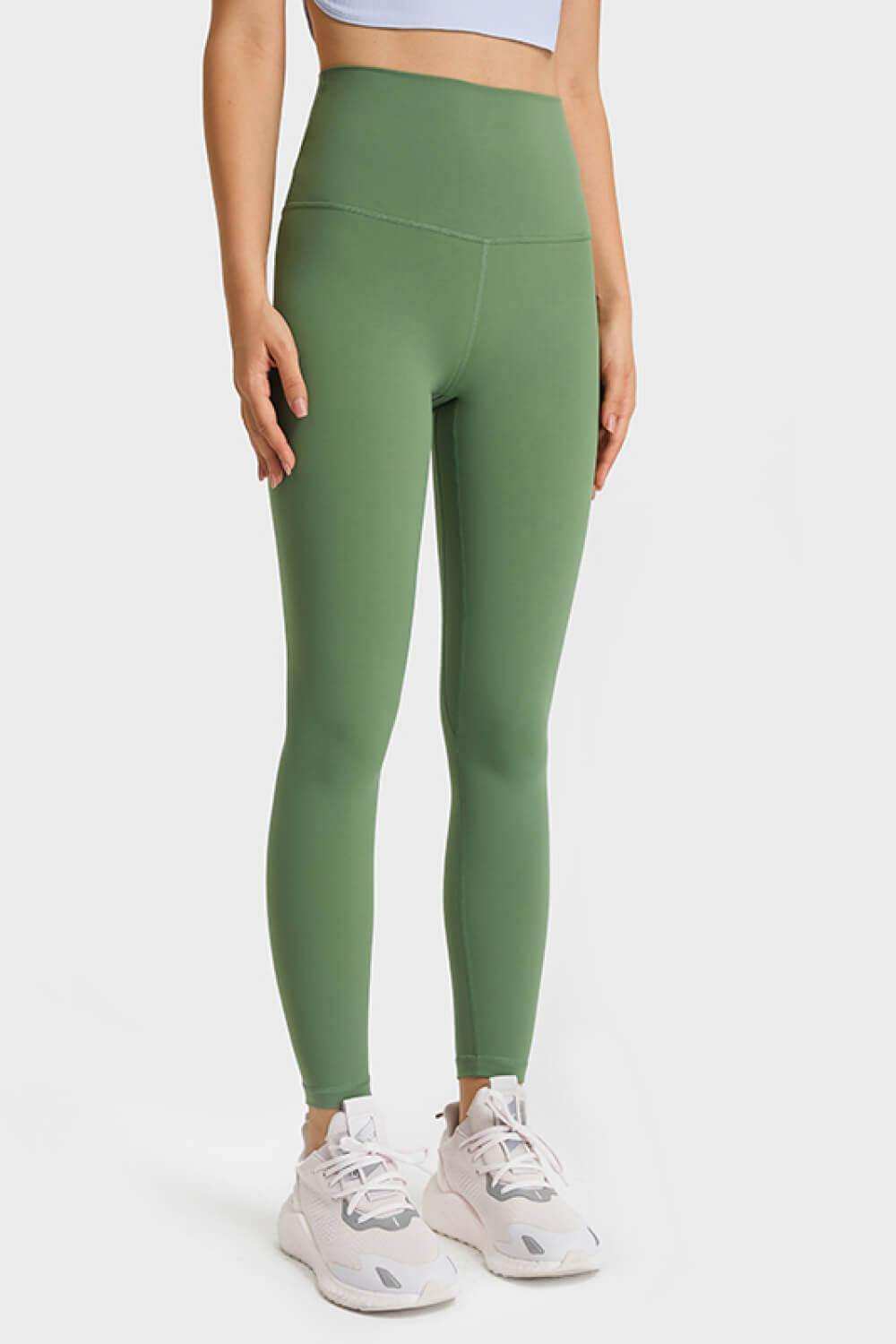 Feel Like Skin Elastic Waistband Yoga Leggings - Trendsi - Flyclothing LLC