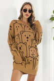 Bear Pattern Round Neck Sweater Dress - Trendsi - Flyclothing LLC