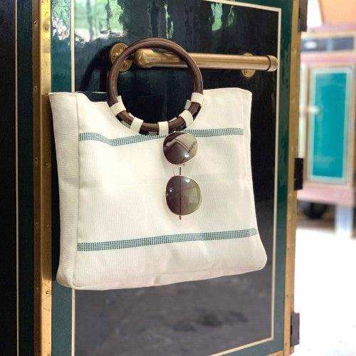 Firehose Wood Handled White Bag - Beaurer Creations - Flyclothing LLC