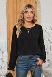 Ruched Round Neck Flounce Sleeve T-Shirt - Trendsi - Flyclothing LLC