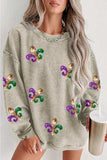 Sequin Round Neck Dropped Shoulder Sweatshirt - Trendsi - Flyclothing LLC