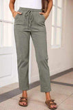 Drawstring Straight Pants with Pockets - Trendsi - Flyclothing LLC