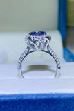 2 Carat Cobalt Blue Moissanite 925 Sterling Silver Ring - Trendsi - Flyclothing LLC