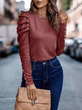 Decorative Button Puff Sleeve T-Shirt - Trendsi - Flyclothing LLC