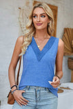 Lace Detail V-Neck Tank - Trendsi - Flyclothing LLC