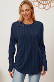 Basic Bae Full Size Ribbed Thumbhole Sleeve T-Shirt - Trendsi - Flyclothing LLC