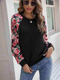 Floral Raglan Sleeve Round Neck Sweatshirt - Trendsi - Flyclothing LLC