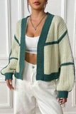 Contrast Open Front Long Sleeve Cardigan - Trendsi - Flyclothing LLC