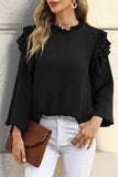 Ruffled Round Neck Long Sleeve Blouse - Trendsi - Flyclothing LLC