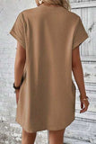 Pocketed Round Neck Short Sleeve Dress - Trendsi - Flyclothing LLC