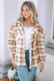 Plaid Collared Neck Jacket - Trendsi - Flyclothing LLC
