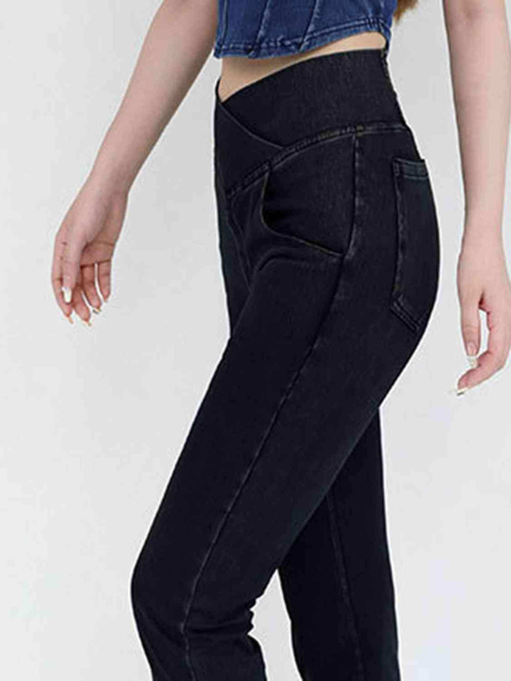 Wide Waistband Bootcut Jeans with Pockets - Trendsi - Flyclothing LLC