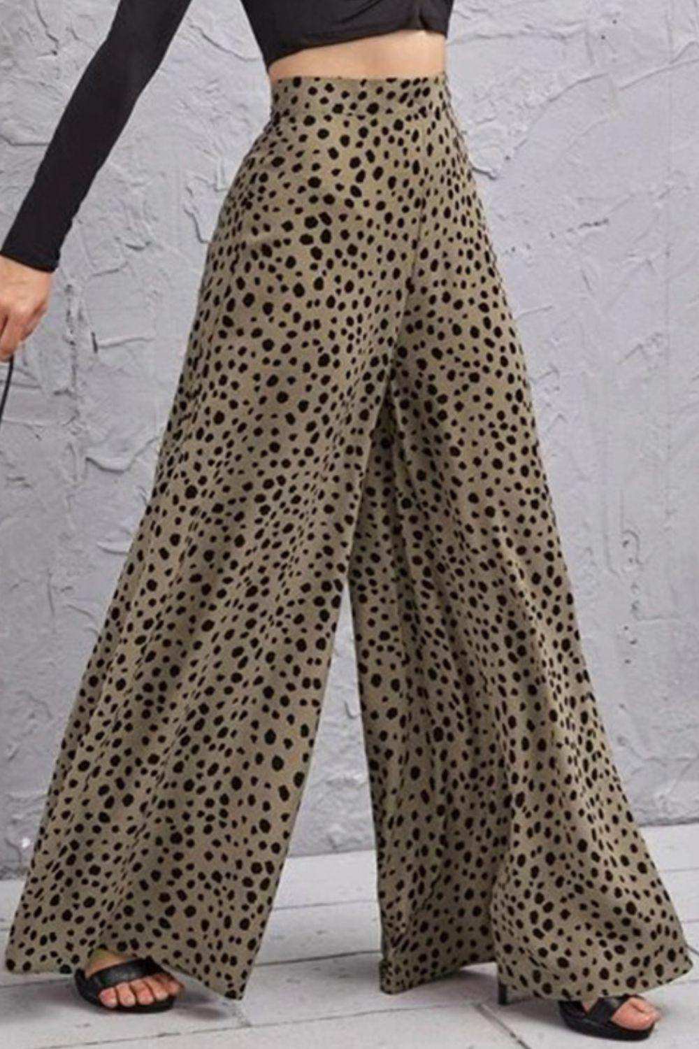 Animal Print High-Rise Culottes - Trendsi - Flyclothing LLC