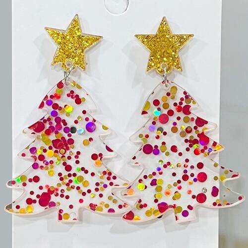 Christmas Tree Acrylic Dangle Earrings - Trendsi - Flyclothing LLC