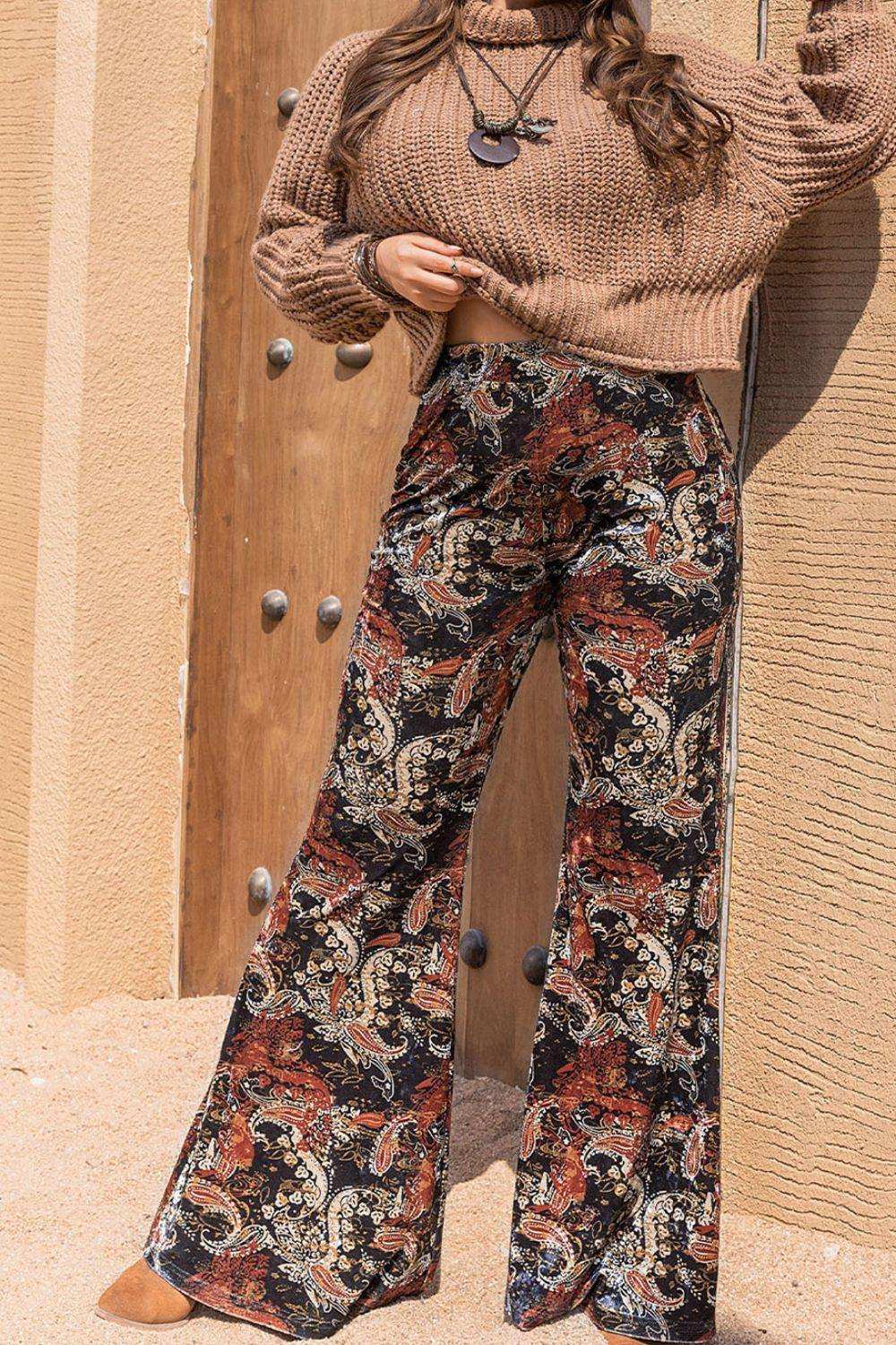 Plus Size Printed Wide Leg Long Pants - Trendsi - Flyclothing LLC
