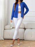 Round Neck Cable-Knit Buttoned Knit Top - Trendsi - Flyclothing LLC