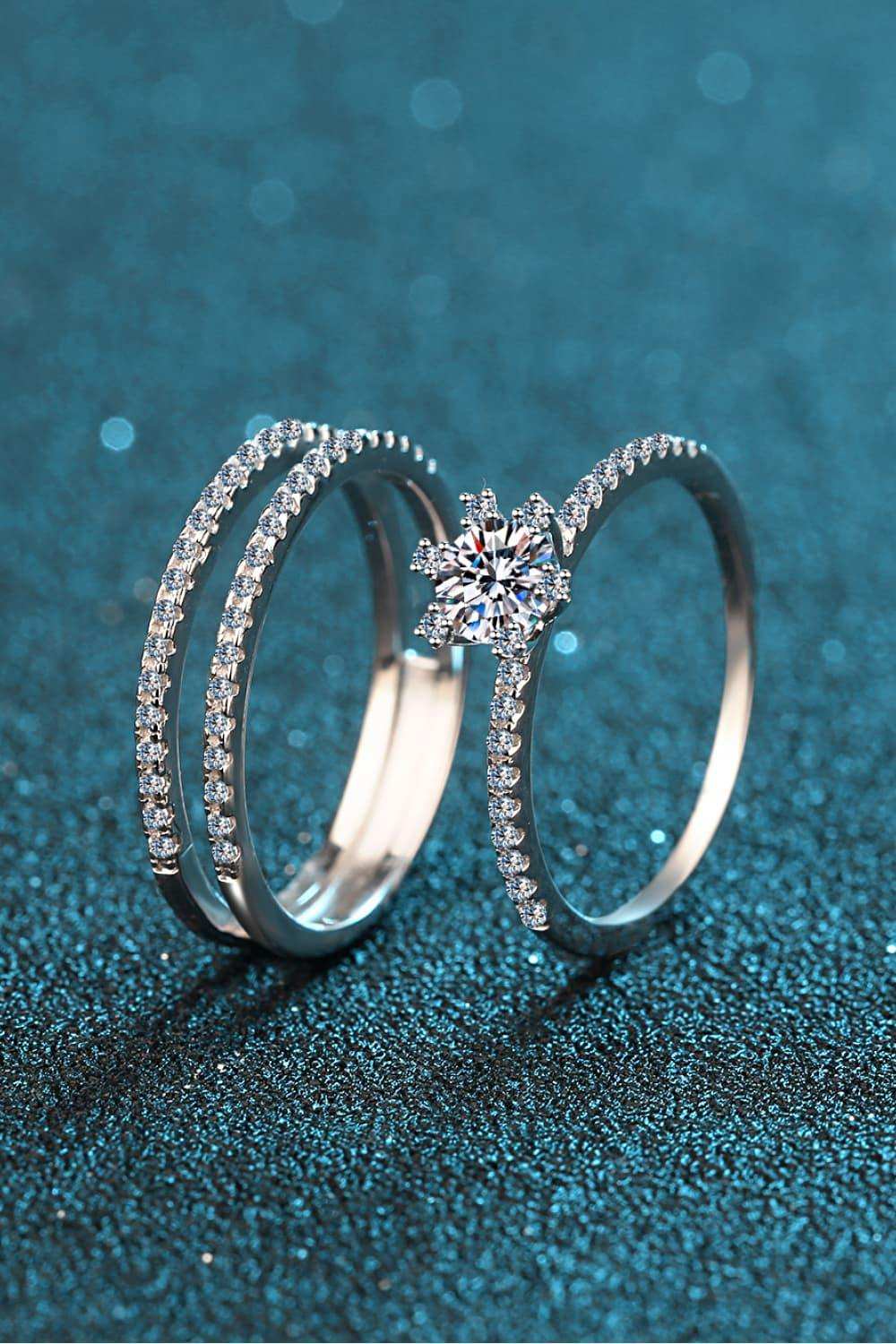 Moissanite 925 Sterling Silver Ring Set - Trendsi - Flyclothing LLC