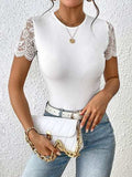 Lace Backless Round Neck Bodysuit - Trendsi - Flyclothing LLC