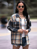 Plaid Dropped Shoulder Shacket - Trendsi - Flyclothing LLC