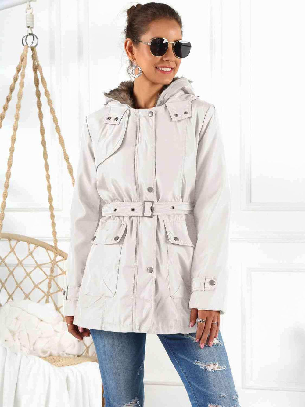 Full Size Hooded Jacket with Detachable Liner (Three-Way Wear) - Trendsi - Flyclothing LLC