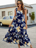 Floral Tie-Shoulder Sleeveless Dress - Trendsi - Flyclothing LLC