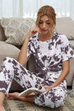 Tie-Dye Tee and Drawstring Waist Joggers Lounge Set - Trendsi - Flyclothing LLC