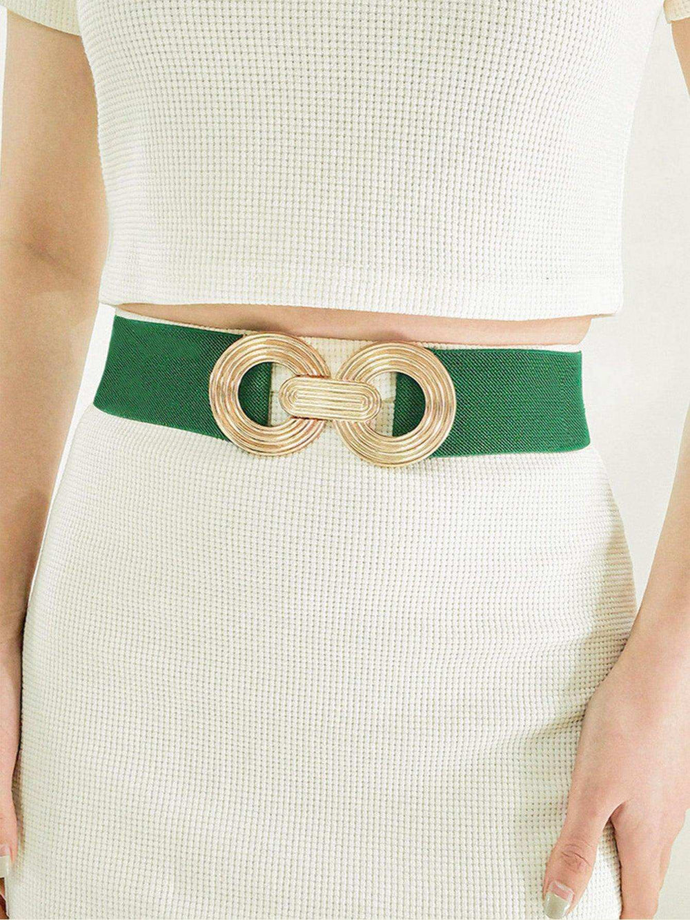 Geometric Buckle Elastic Wide Belt - Trendsi - Flyclothing LLC