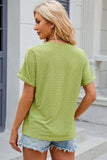 Eyelet Notched Short Sleeve T-Shirt - Trendsi - Flyclothing LLC